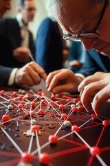 Poster - People gathered around a table playing a board game, a fun social activity