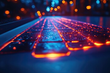 Poster - a detailed shot of a keyboard on a desk