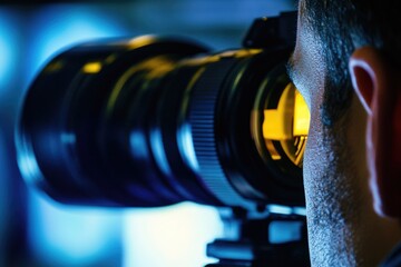 Poster - A person taking a photo with a camera in his hand