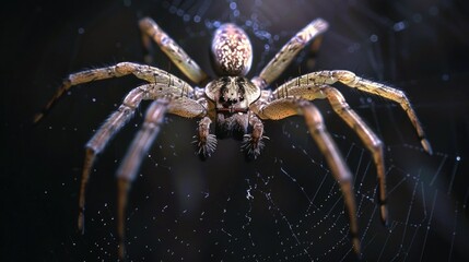 Poster - A spider sits calmly in the center of its intricate web