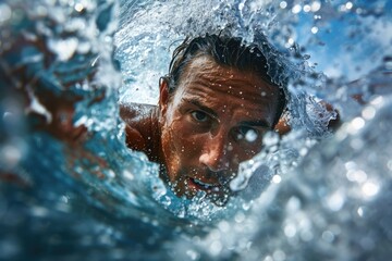 Poster - Man surfing in calm waters