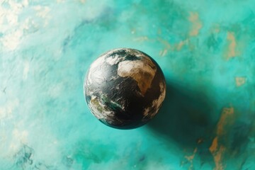 Poster - A single ball sitting on a flat surface, ideal for use in still life photography or as a prop in various settings