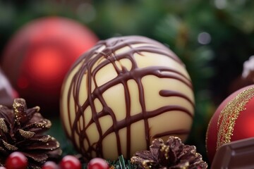 Poster - A close-up shot of a Christmas ornament covered in chocolate, perfect for holiday-themed projects