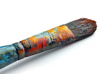 Aufkleber - A detailed view of a paintbrush on a white background, ideal for art-related uses