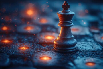 Poster - A detailed view of a single chess piece on a game board