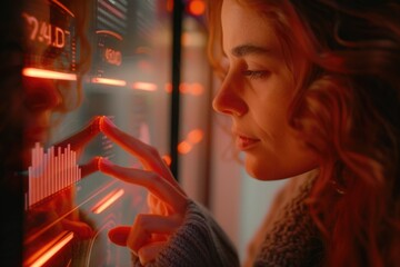 Poster - a person examining a computer monitor with illuminated alerts