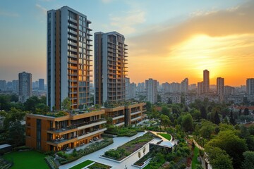Poster - High-rise building with city view, urban landscape