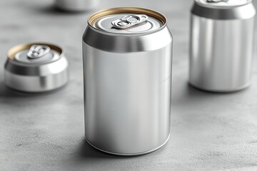 Poster - A close-up view of a soda can sitting on a table, with the label and rim visible