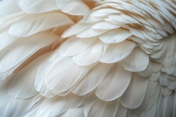 Poster - Close-up shot of white bird feathers, suitable for ornithological or wildlife-inspired designs