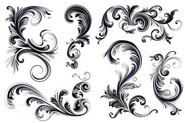Poster - a collection of abstract black and white swirl designs