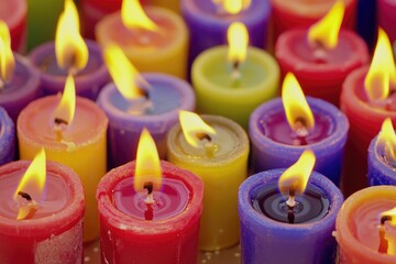 Wall Mural - A close-up shot of a group of colorful candles, great for use in interior design or party decor concepts