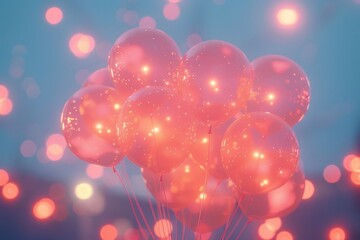 Poster - A bunch of pink balloons floating in the air