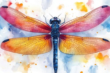 Poster - A colorful illustration of a dragonfly in flight