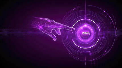 Poster - Futuristic Hand Touching Digital Interface with Year 2025 Concept