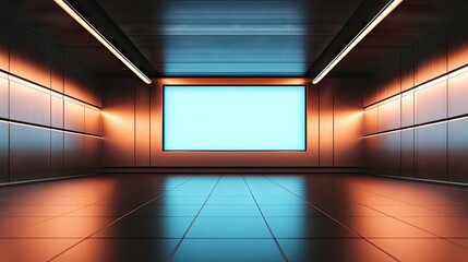 Poster - Modern Empty Hallway with Bright Wall for Display and Presentation