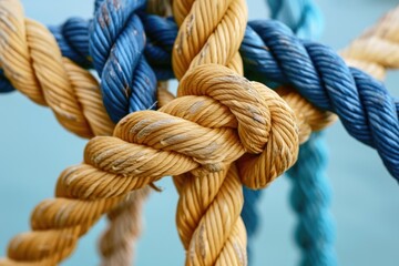 Poster - Close-up view of a knot on a rope, ideal for use in outdoor or adventure-themed projects