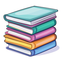 Poster - Stack of colorful books forming a tower of knowledge on transparent background