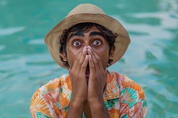 Poster - A person conceals their identity by covering their face with their hands