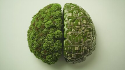 Poster - Green Brain Conceptual Image Representing Nature and Technology Fusion