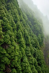 Wall Mural - A train travels through a dense and vibrant green forest