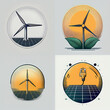 © Mehrdad - Four minimalist icons for renewable energy solutions, perfect for websites, design projects, and environmental branding.