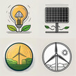 © Mehrdad - Four minimalist icons for renewable energy solutions, perfect for websites, design projects, and environmental branding.