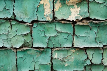 Aufkleber - A close-up shot of a wall with peeling paint, ideal for use in DIY tutorials or showcasing the effects of neglect