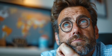 Aufkleber - Close-up portrait of a man with glasses and a beard