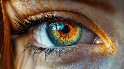 Poster - A close-up shot of a person's eye featuring freckles