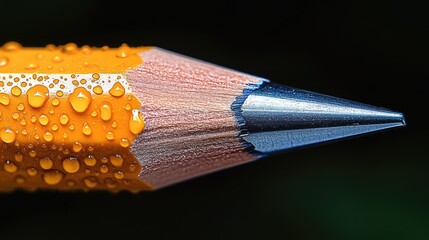 Aufkleber - A close-up shot of a pencil with water droplets glistening on its surface