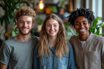 Aufkleber - Three individuals standing side by side, possibly sharing a moment or enjoying each other's company