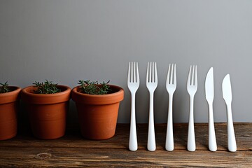 Poster - A collection of kitchen utensils placed neatly on a wooden table