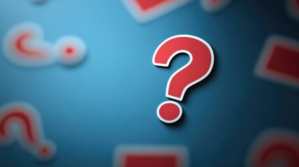 Aufkleber - A bright red question mark on a calm blue background