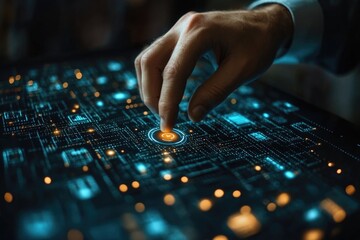 Poster - A person pressing a button on a laptop screen