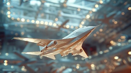 Poster - A fighter jet soaring through the sky, with clouds and blue sky visible behind