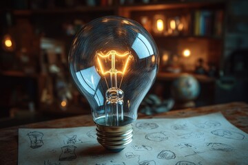 Wall Mural - A single light bulb sitting on a table