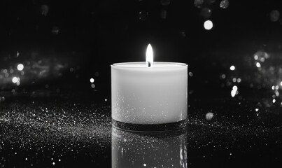 Poster - A candle is lit and is sitting on a table