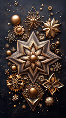 Poster - Delicate arrangement of pollen grains in romantic geometric patterns on a dark surface showcases creativity and design