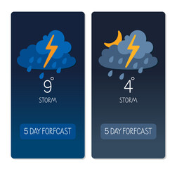 Wall Mural - Weather forecast showing storm with rain and lightning for the next five days