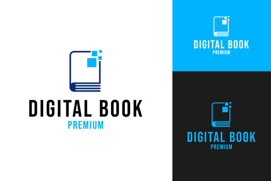 Digital book logo design concept for digital library vector template illustration
