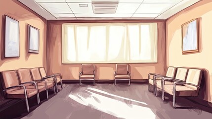 Poster - Sunny Waiting Room With Chairs And Large Window
