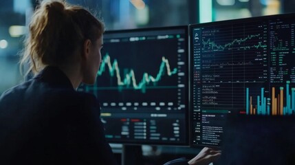 Poster - market analysis event financial sector data visualization urban office close-up view trading insight