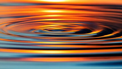 Aufkleber - Ripples on water at sunset, reflecting orange and blue hues. Nature tranquility and abstract art concept