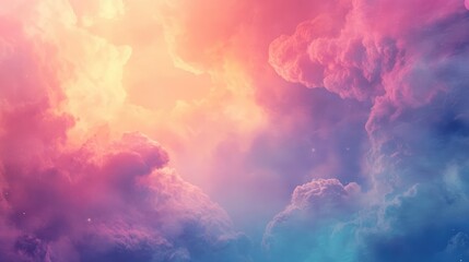 Canvas Print - Heavenly background featuring colorful clouds and ethereal shapes and texture. The stormy sky with heaven like quality. Ideal for an abstract background