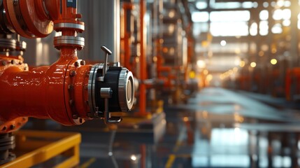 Poster - industrial valve operation manufacturing facility equipment close-up modern environment focused view