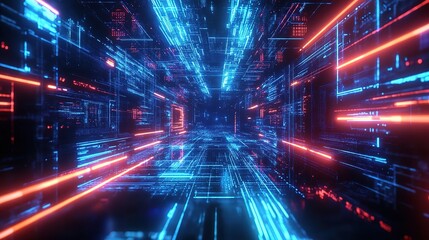 Poster - Futuristic Digital Design Featuring Glowing Circuit Elements