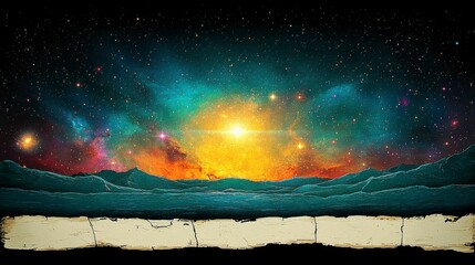 Wall Mural - A mesmerizing space scene with vibrant nebulas and distant galaxies. Abstract cosmic background filled with star clusters and colorful interstellar clouds.