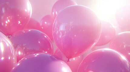 Wall Mural - Pastel pink balloons creating a festive atmosphere perfect for party decorations on a soft, isolated background