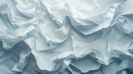 Poster - Crumpled paper texture in soft blue tones for creative background use in design and digital projects.