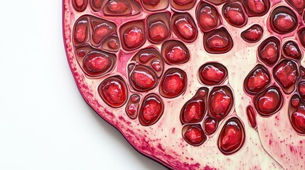 Poster - close up of vibrant pomegranate seeds showcasing their glossy texture and rich color against a clean